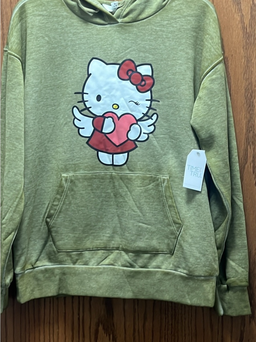 Time and Tru Olive Green Hello Kitty Pullover Hoodie